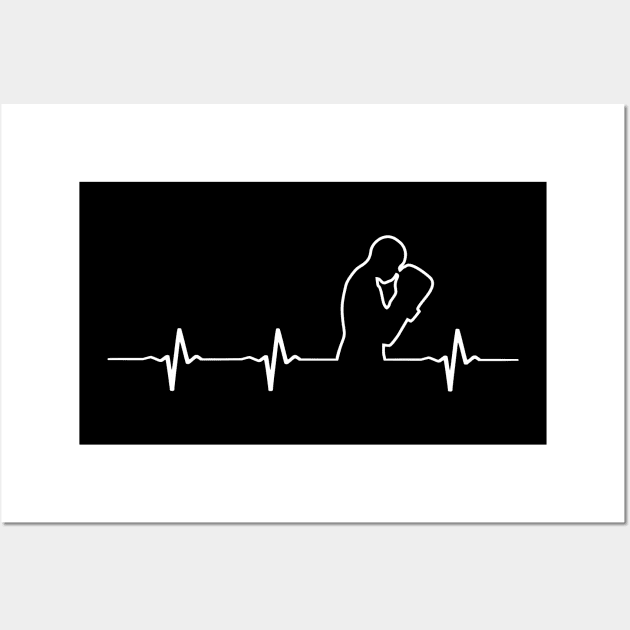 Boxing Heartbeat T-shirt - Gift For Boxing Coaches And Fighters Wall Art by FatMosquito